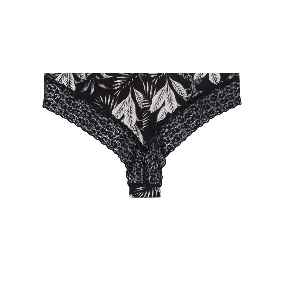 Braguita brasileña de algodón con mensaje - negra negro.