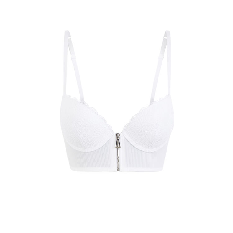 Sujetador corpiño push-up micro/encaje microribiz blanco.