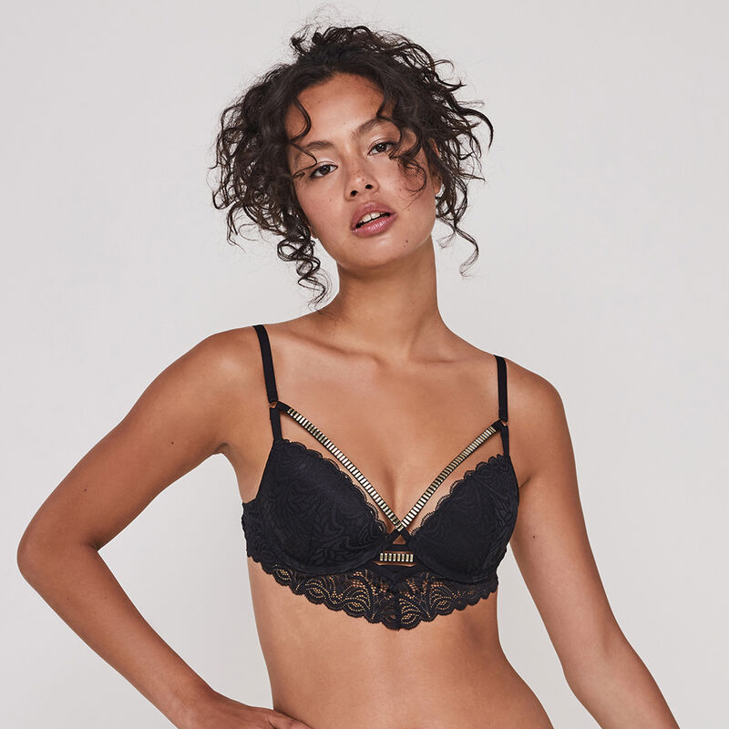 Sujetador push up con detalles de joyitas naraiz noir.
