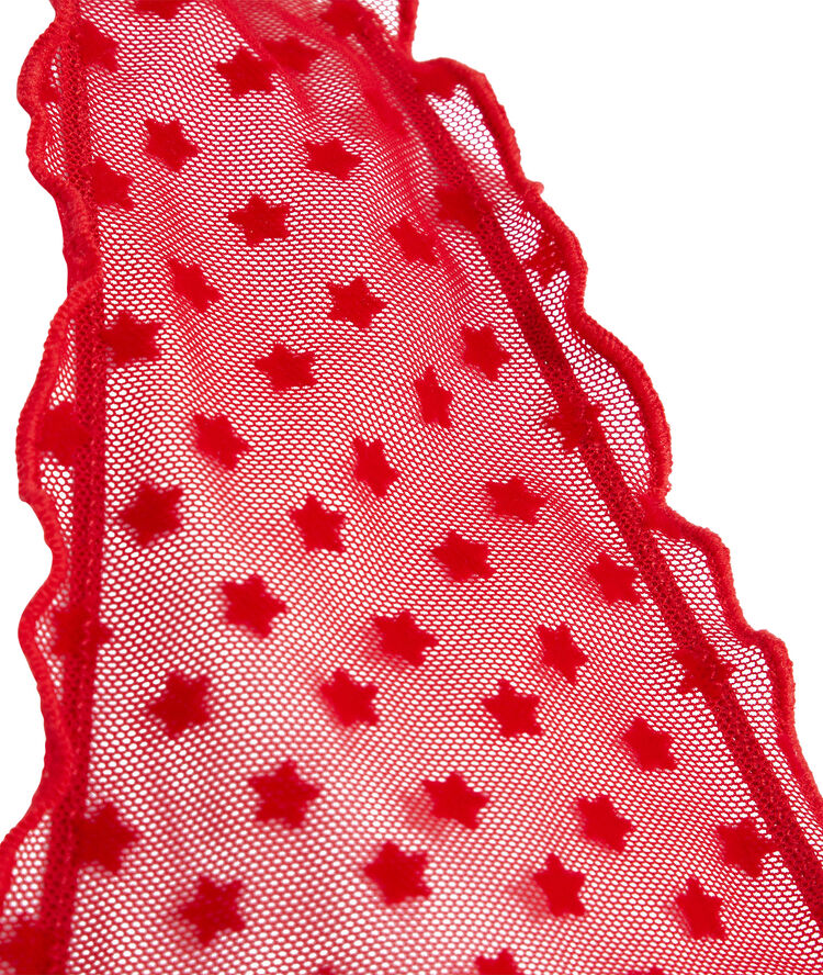 Mono corto de tul transparente flounciz rojo.