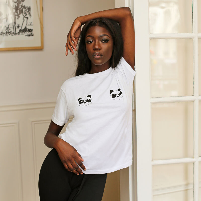 Camiseta con motivos de panda - blanca Camiseta con motivos de panda - blanca;