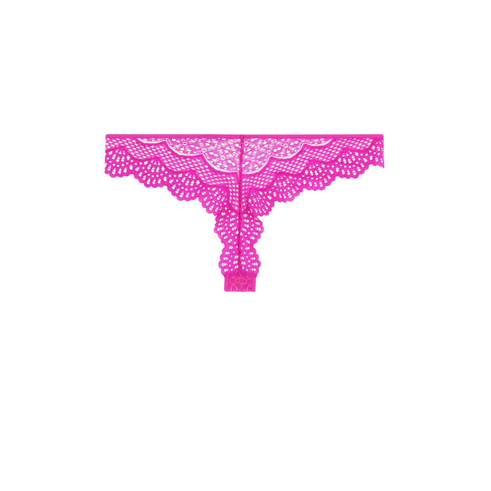 Braguita brasileña de encaje con detalles - rosa rosa.