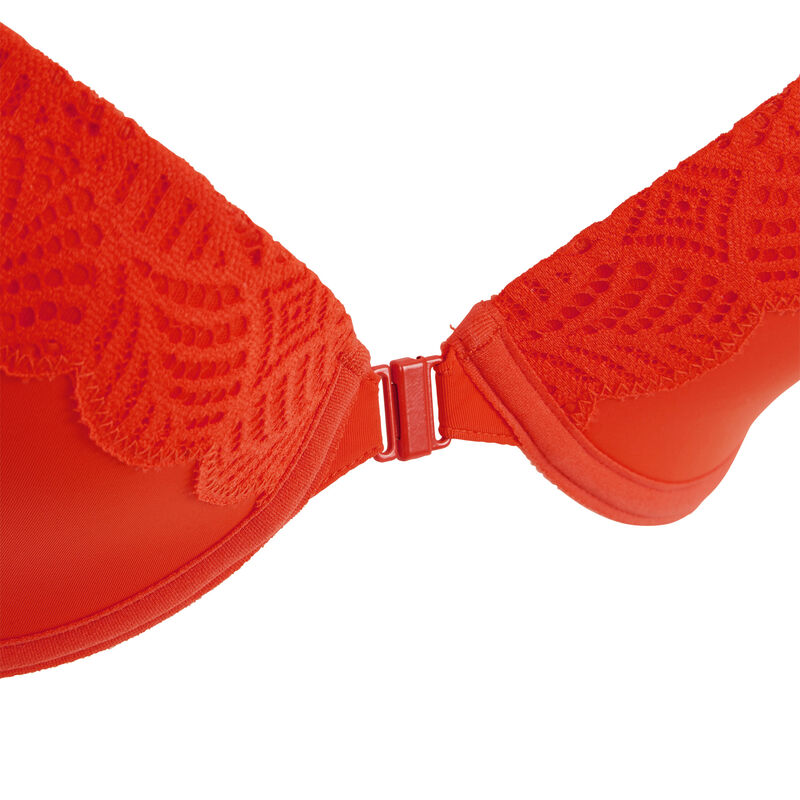 Sujetador rojo con relleno guapiz orange.