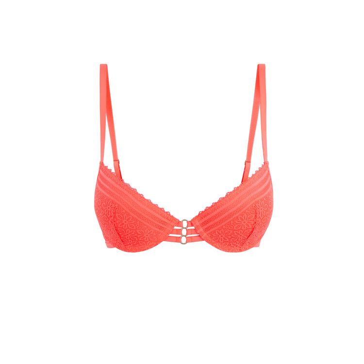 Sujetador push-up de encaje triasiz coral.