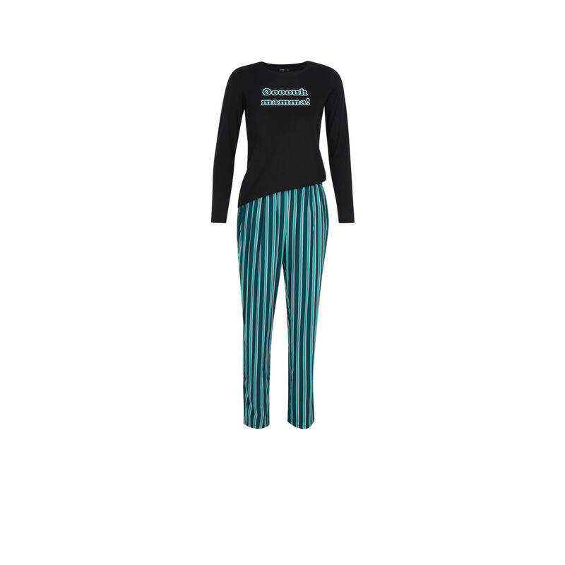 Conjunto de pijama top + pantalón con mensaje internewanniz negro.