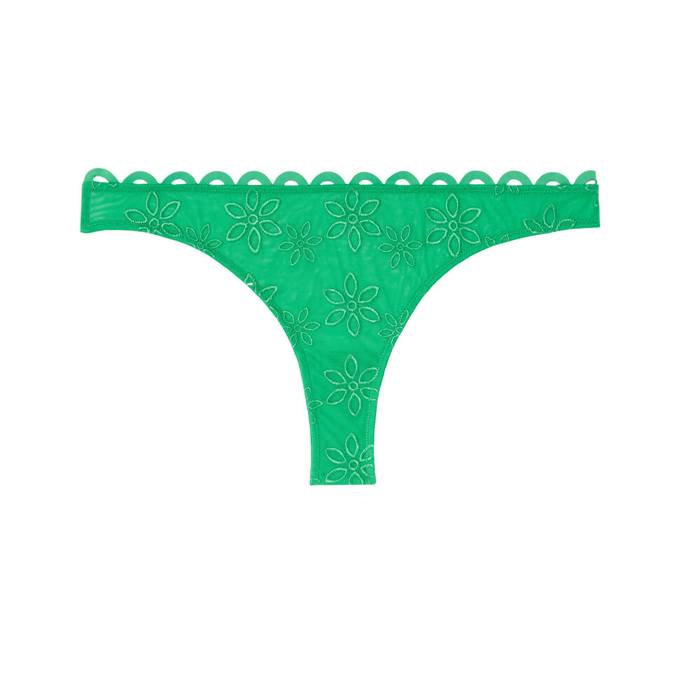Braguita brasileña de tul y bordado de flores - verde verde.