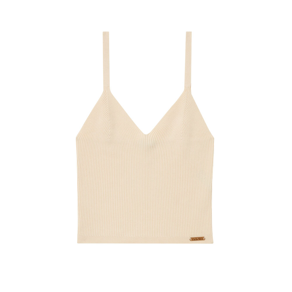Camiseta de tirantes de punto - beige beige.
