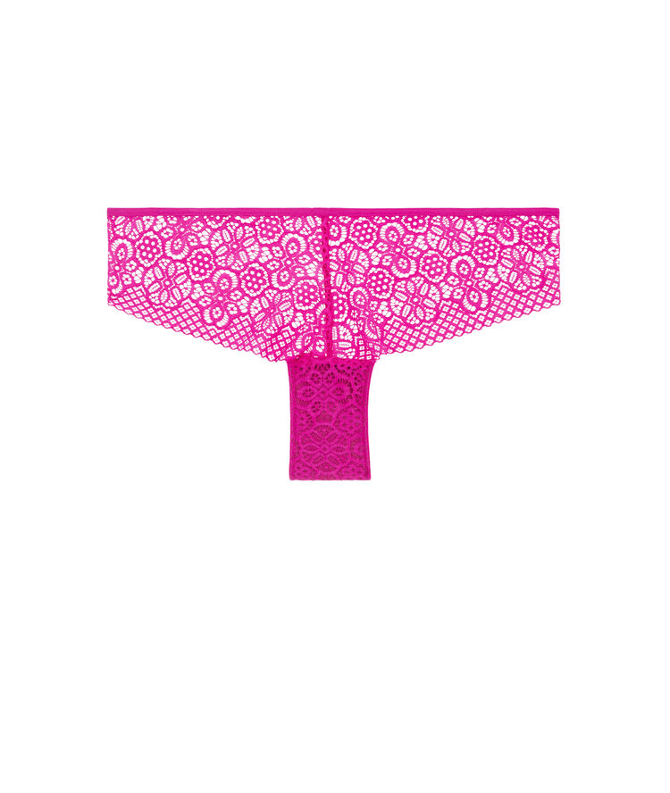 Tanguita shorty de encaje con detalle de joya ethnobiz fuchsia.