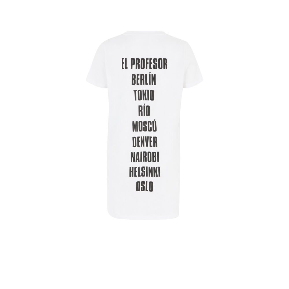 Camiseta larga de manga corta la casa de papel - blanca blanco.