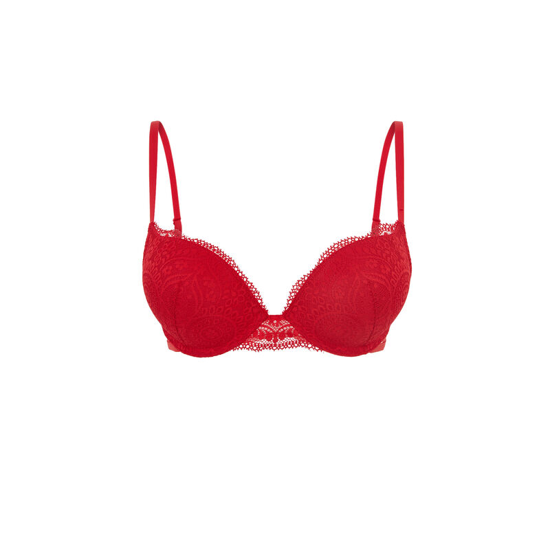 Sujetador push-up de encaje sabriniz rojo.