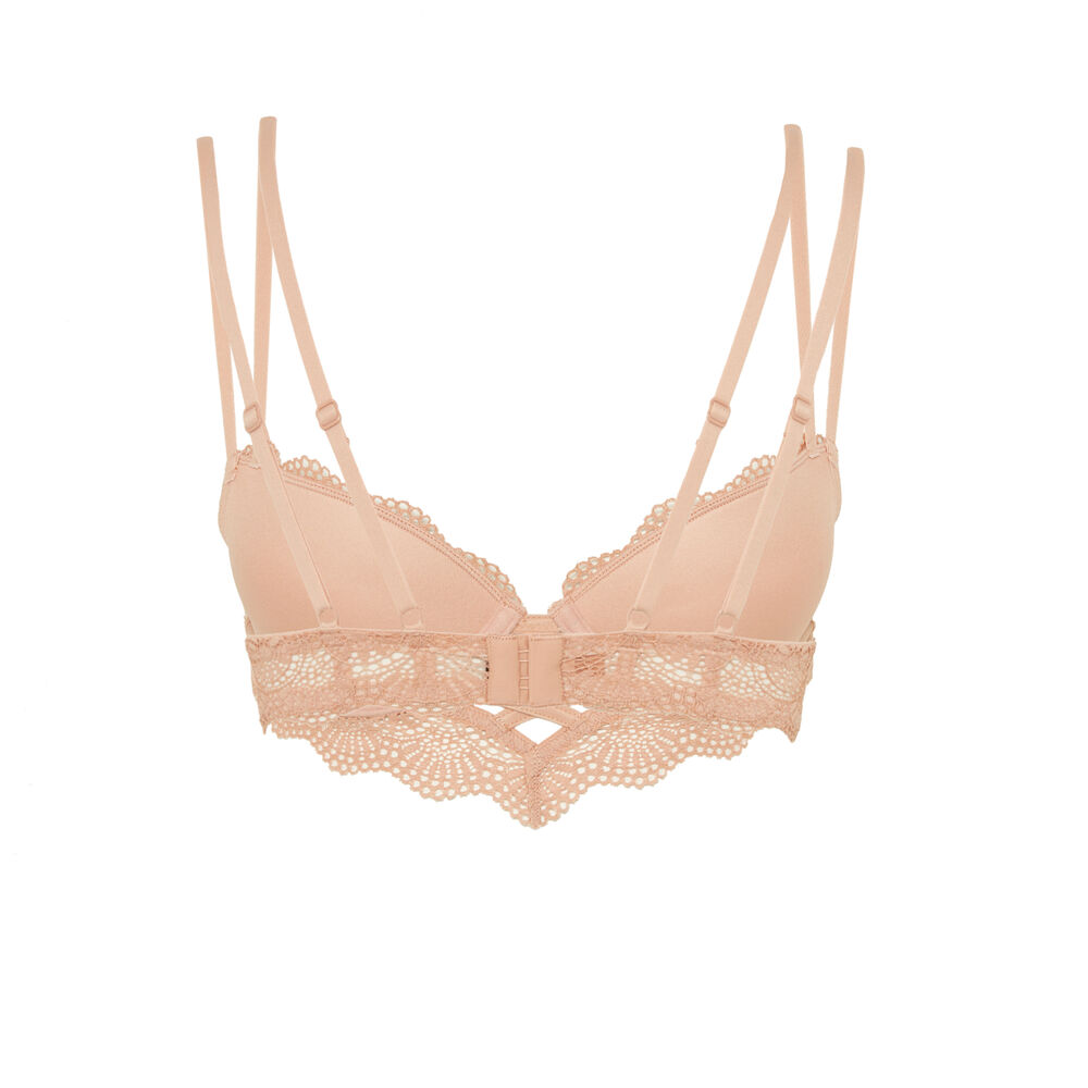 Sostén de tipo bustier push-up con detalle de lazos - rosa rosa.