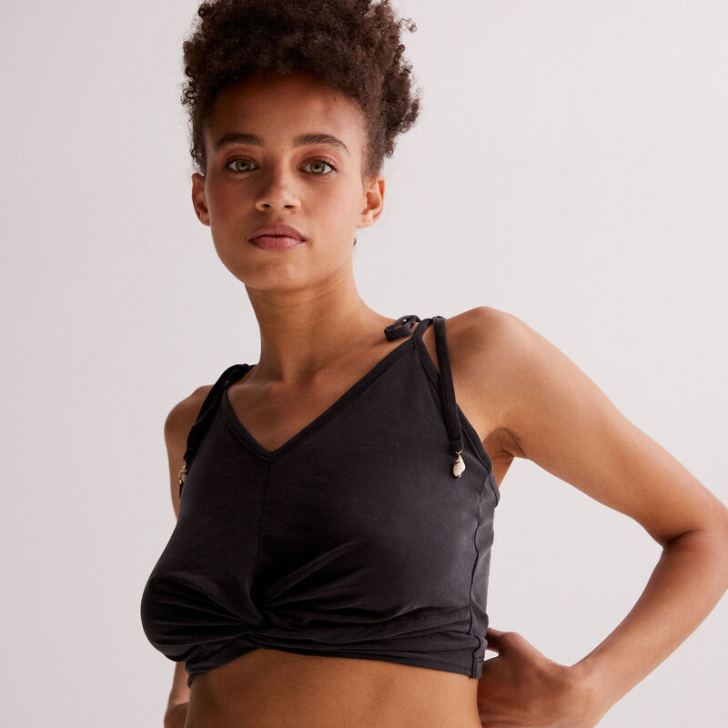 Top con efecto anudado - negro Top con efecto anudado - negro;