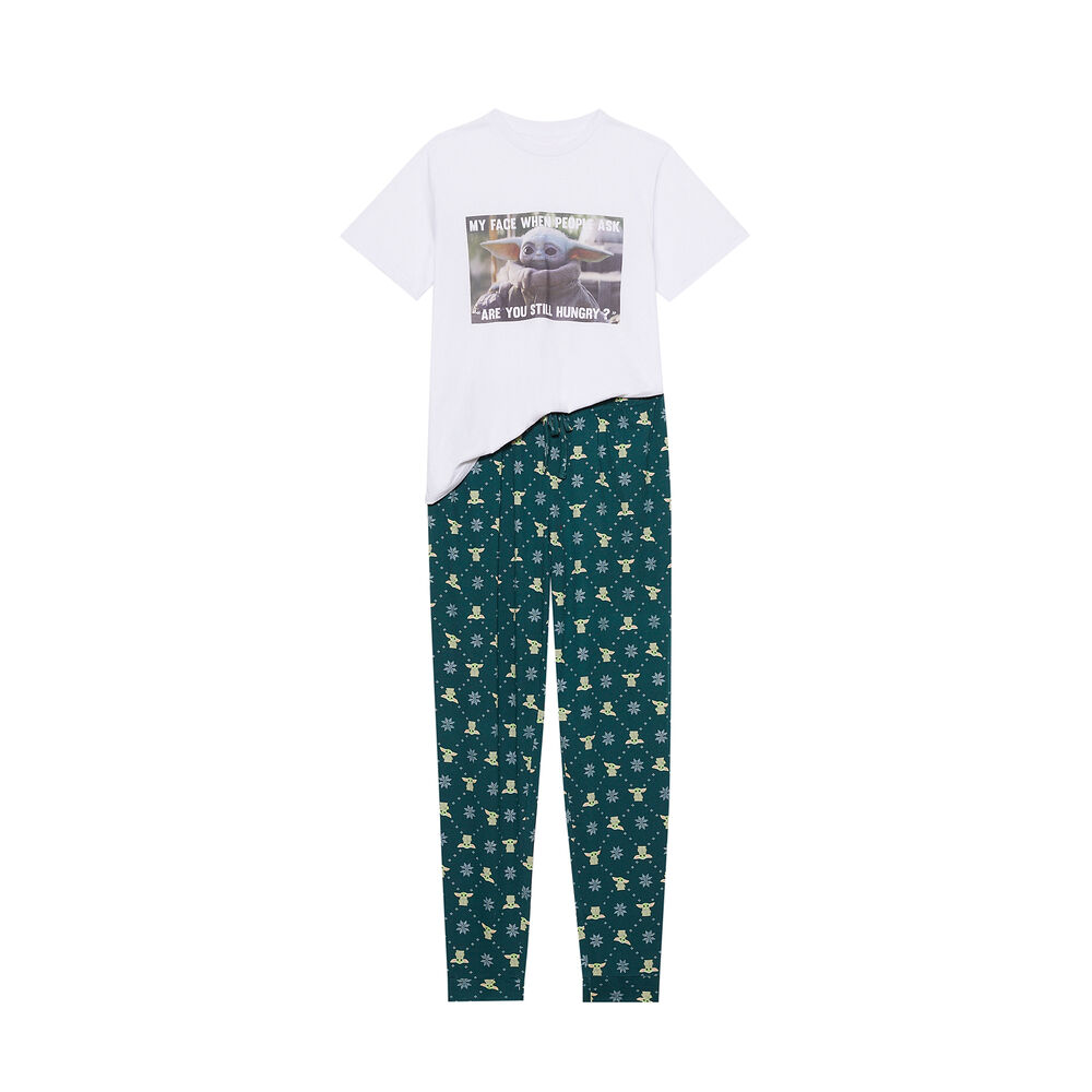 Juego de pijama de manga corta baby yoda - blanco blanco.