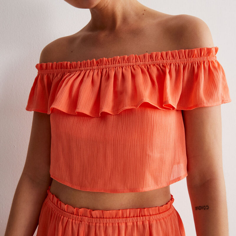 Top fluido con volante - rojo Top fluido con volante - rojo;