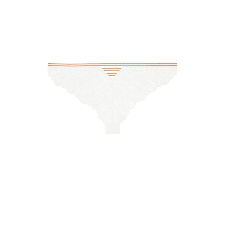 Tanga de encaje con detalle de tira de lurexbandiz blanco.
