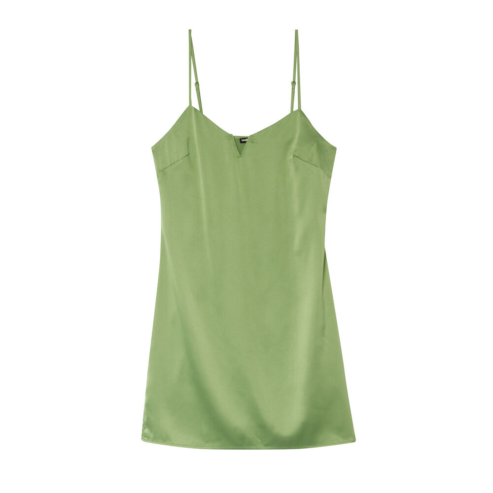 Vestido de satén escotado con armadura - verde verde.