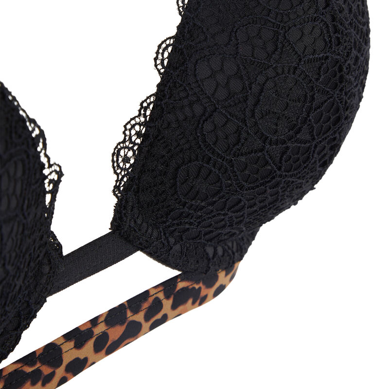 Sujetador push-up con escote en v leopoldiz negro.