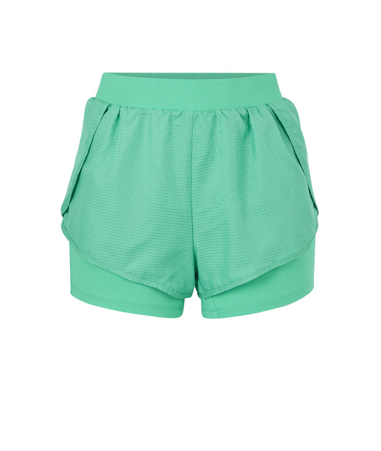 Shorts deportivos de punto liso nolimitiz verde esmeralda.