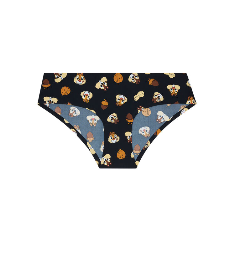 Braguita culotte de microfibra con estampado chip y chop - negra negro.