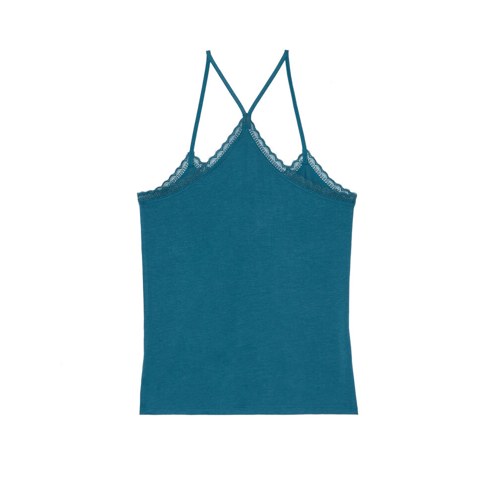 Top de punto con tirantes finos - azul azul.
