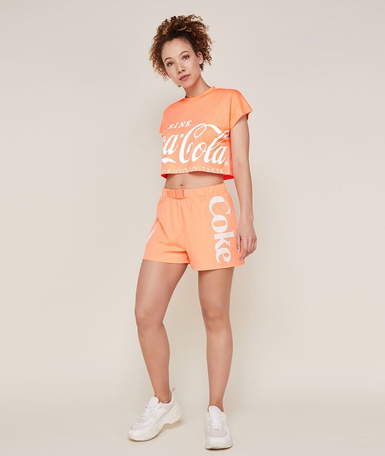 Crop top de coca-cola coral coral.