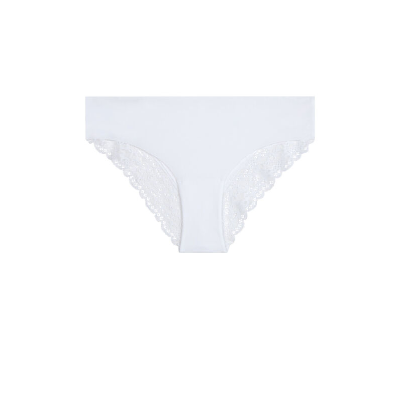 Braguita culotte con encaje atrás - blanco Braguita culotte con encaje atrás - blanco;