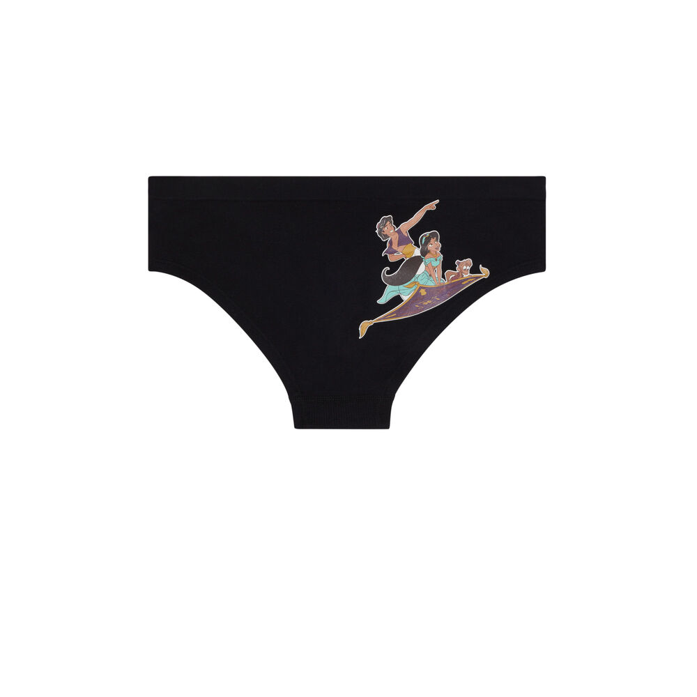 Braguita culotte de algodón estampado aladdín alaselfiz negro.