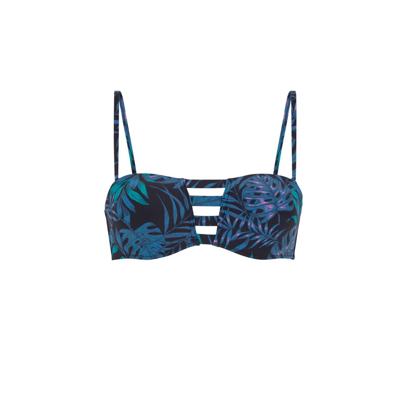Parte de arriba de bikini bandeau estampado tropical - negro Parte de arriba de bikini bandeau estampado tropical - negro;