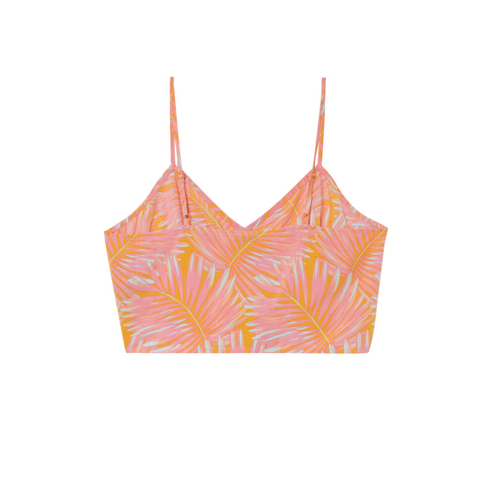 Crop top que se anuda con motivos de palmera - naranja naranja.