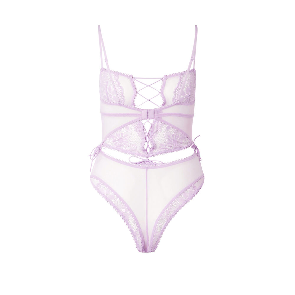 Body todo de encaje efecto corsé - lila violeta.