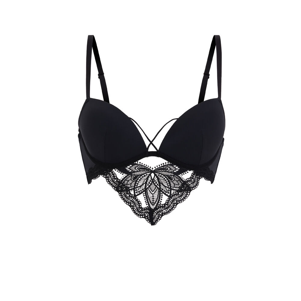 Sujetador push-up de microfibra y encaje - negro negro.