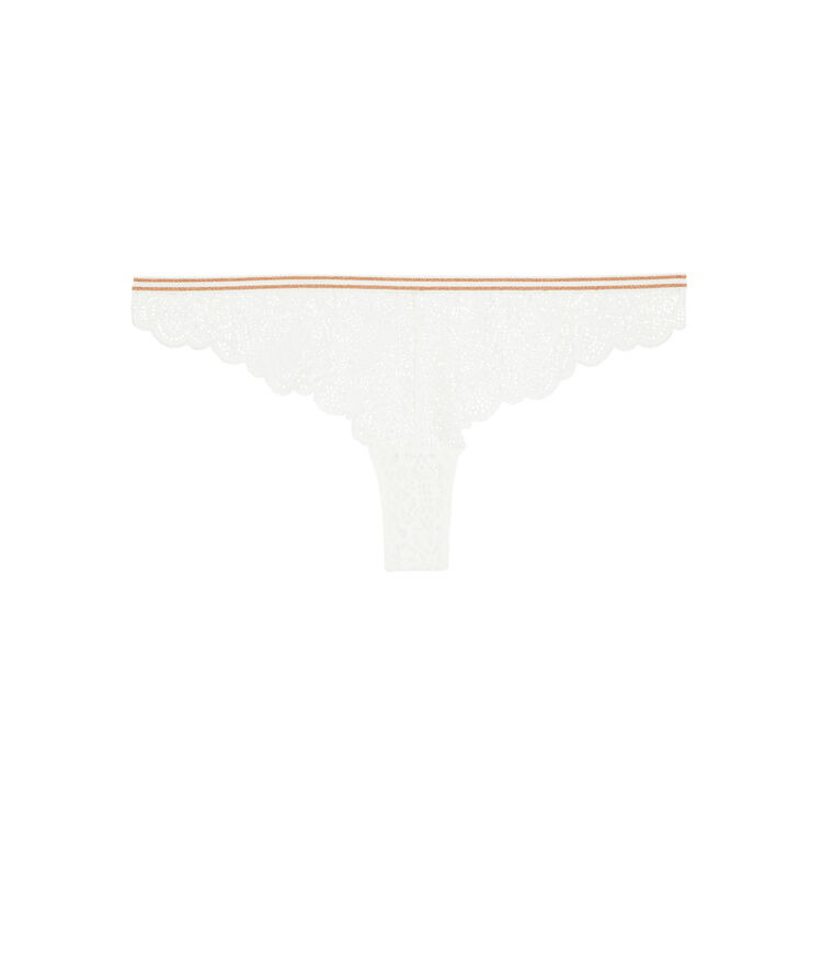 Tanga de encaje con detalle de tira de lurexbandiz blanco.