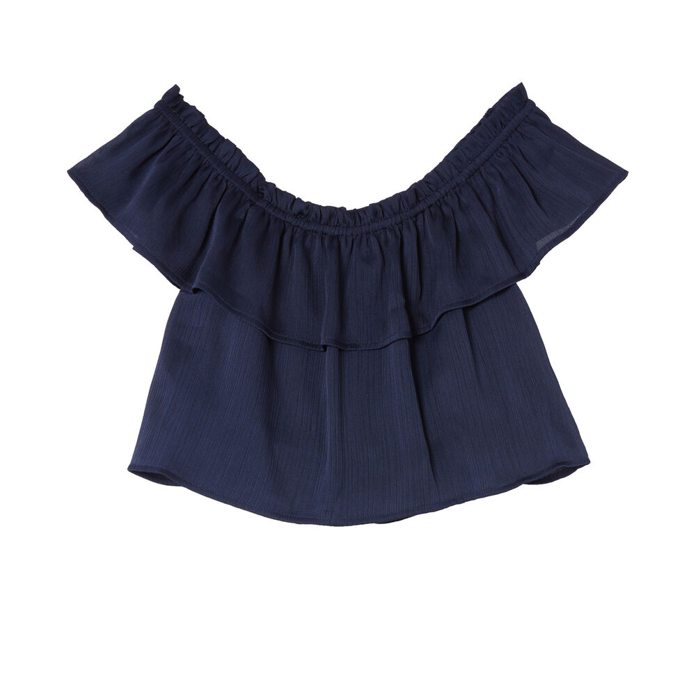 Top fluido con volante - azul azul.