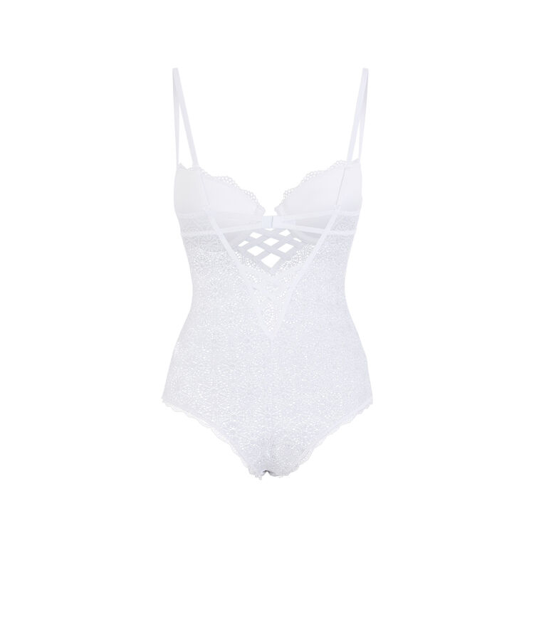 Body con copas de encaje blanco blanco.