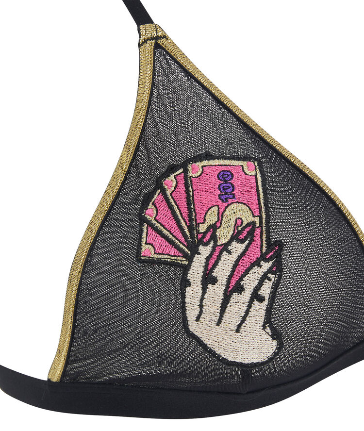 Sujetador negro triangular sin aros con detalles bordados elvisiz negro.