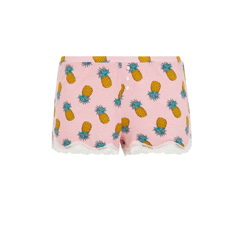 Shorts de punto con piñas estampadas yellonaniz Shorts de punto con piñas estampadas yellonaniz;