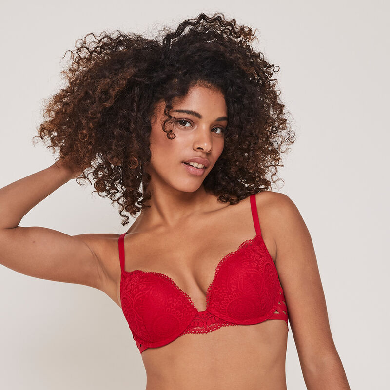 Sujetador push-up de encaje sabriniz rojo.