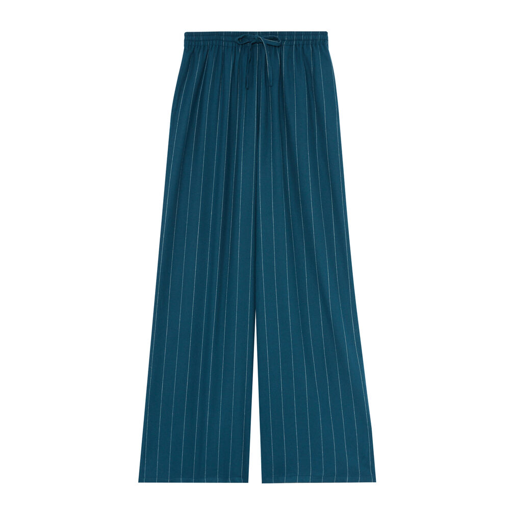 Pantalón ancho de franela a rayas - azul azul.
