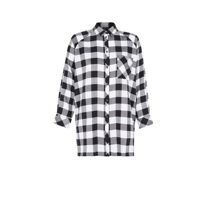 camiseta larga a cuadros - negro camiseta larga a cuadros - negro;