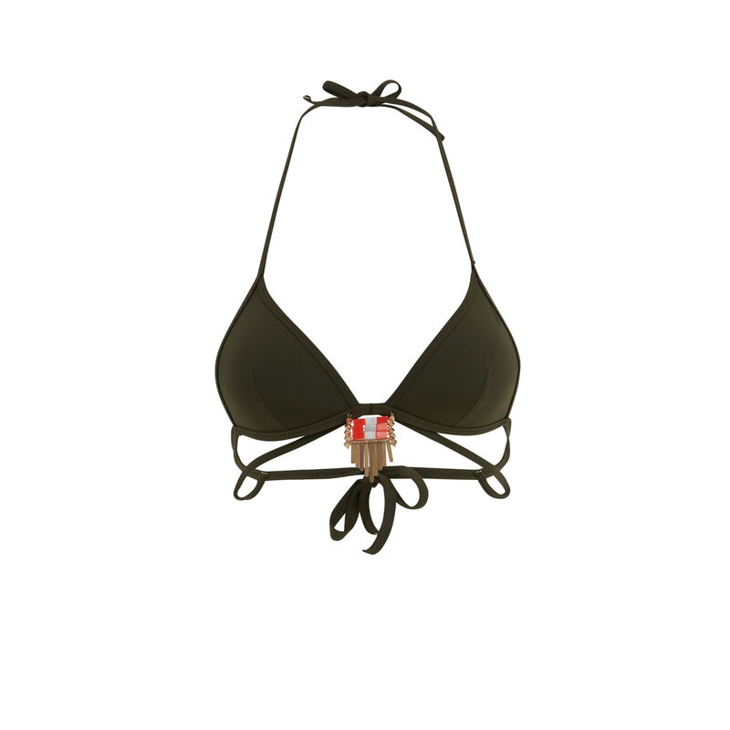 Parte de arriba de bikini triangular caqui sahariz Parte de arriba de bikini triangular caqui sahariz;