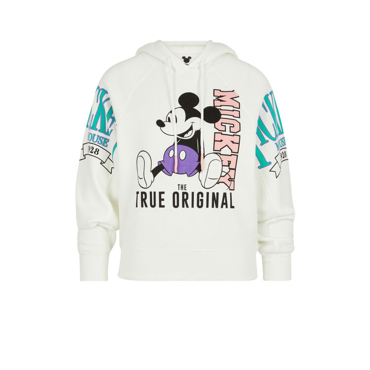 Sudadera con capucha de felpa con estampado mickey mickeymousiz blanco roto.