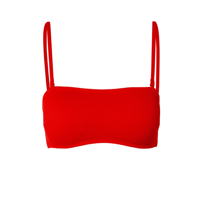 parte de arriba de bikini bandeau gofrada - roja parte de arriba de bikini bandeau gofrada - roja;