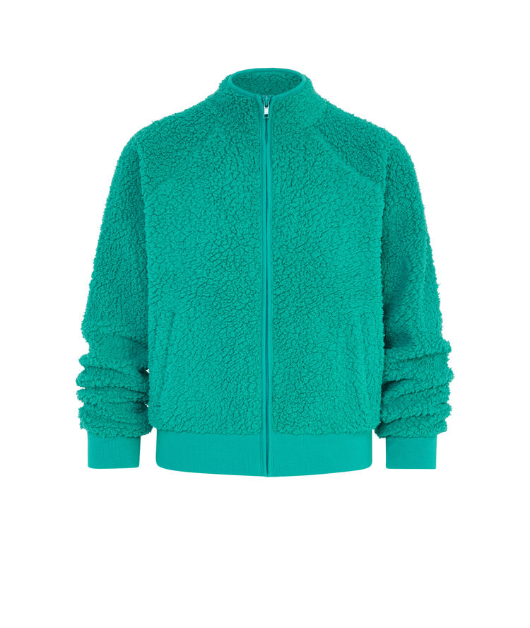 Chaqueta con cremallera de polar sherpaliz azul pato.