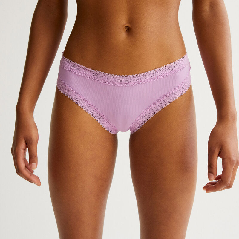 Braguita de microfibra con detalle de encaje - morado Braguita de microfibra con detalle de encaje - morado;