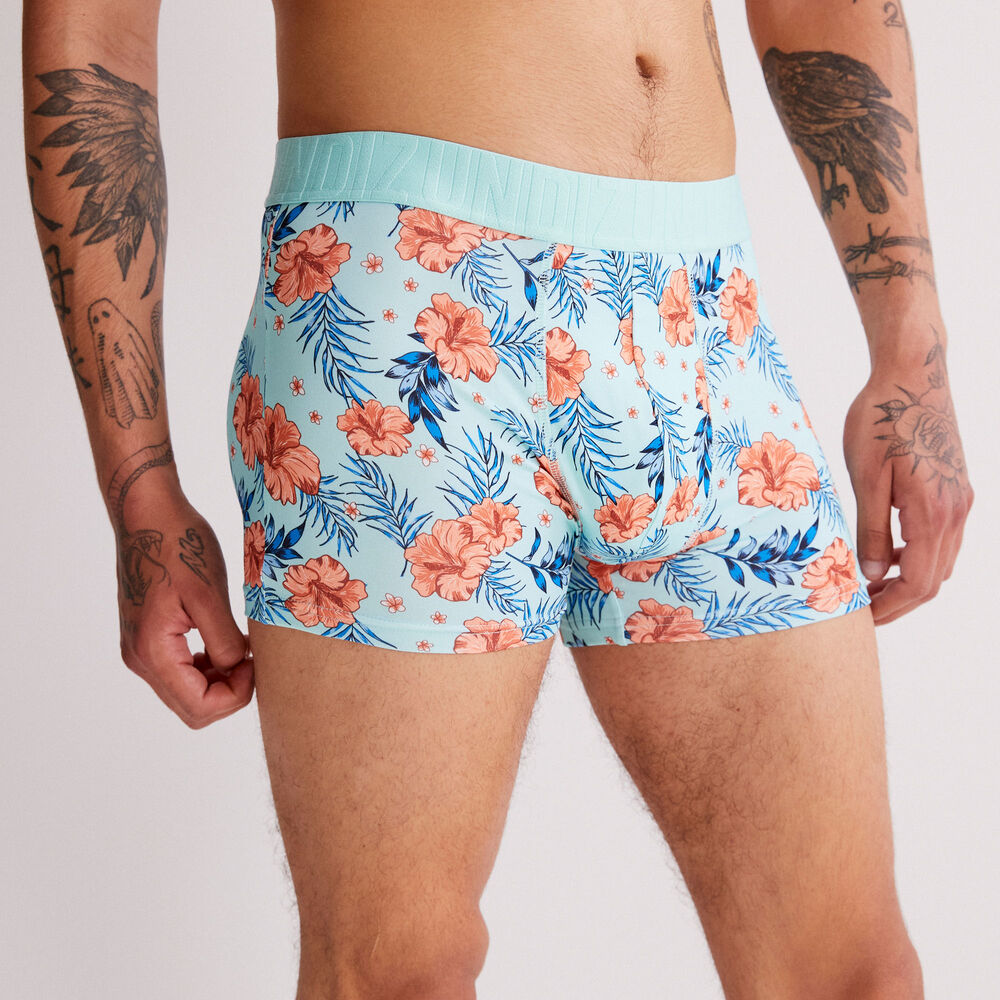 Bóxer con estampado tropical - turquesa azul.