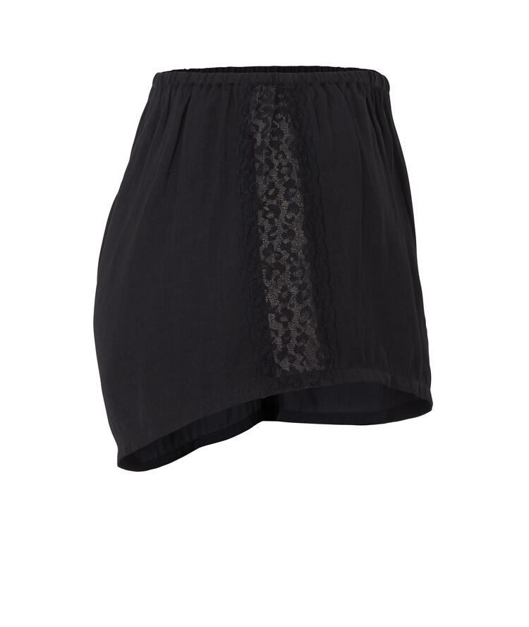 Shorts de satén con encaje acanalado newjimacquiz negro.