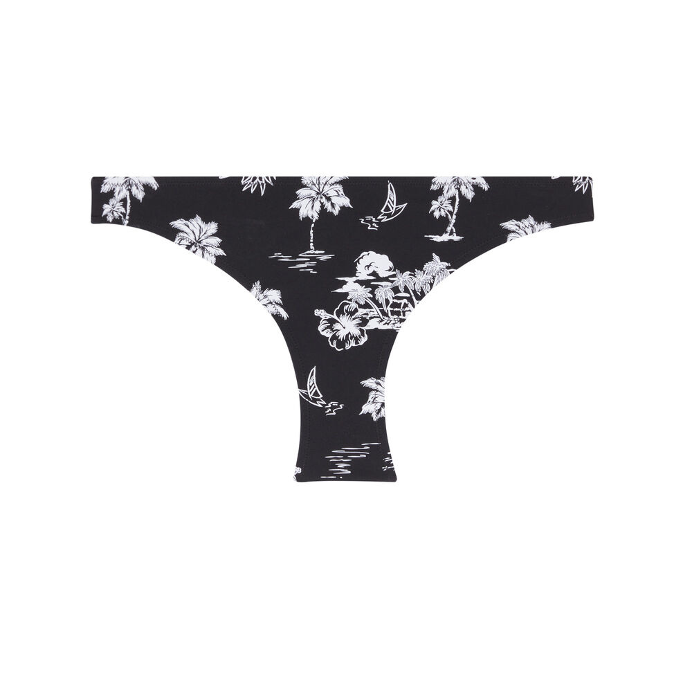 Parte de abajo de bikini braguita con motivos de palmeras - negro negro.