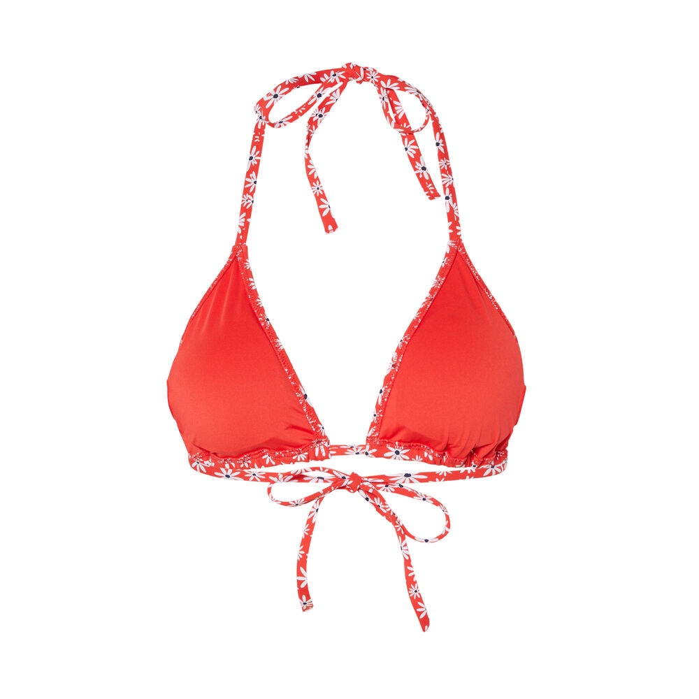 Parte de arriba de bikini triángulo con motivo floral - rojo rojo.