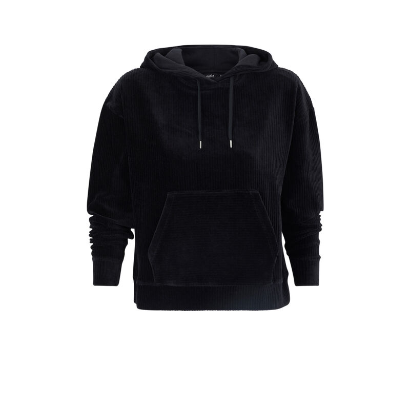 Sudadera de terciopelo con capucha andriz negro.