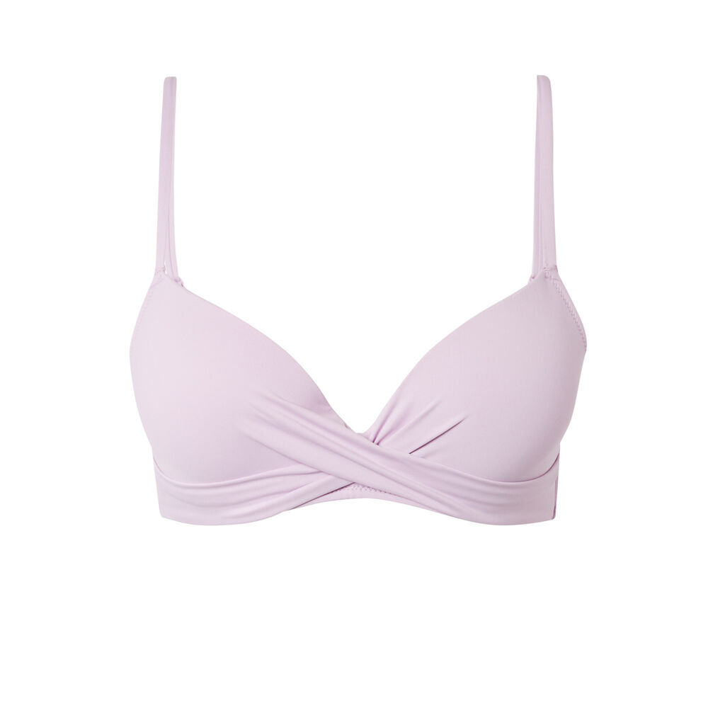 Parte de arriba de bikini push-up con escote girado - lila violeta.